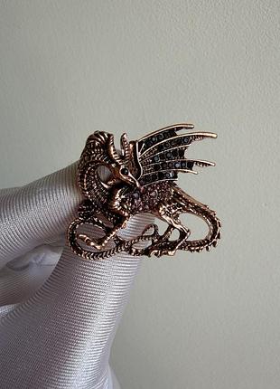 Металева брошка «дракон фантазійний бронзовий / fantasy dragon»