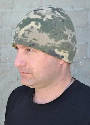 Шапка пиксель теплая подшлемник флисовая камуфляж тактическая военная, шапка зсу 59-61 (xl)
