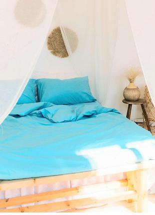 Постельное белье "однотонное лазурный берег, поплин lux" турция 130, возможен пошив, евро макси