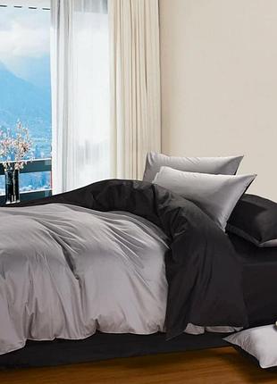 Постельное белье сатин black + light grey ,турция