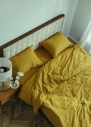 Постельное белье с вареного хлопка (washed cotton), 100% хлопок,турция "горчичный"