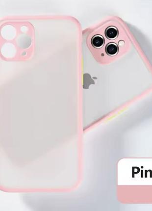 Матовий чохол на iphone 14 pro із закритим низом рожевий