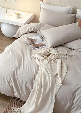 Постільна білизна з вареної бавовни (washed cotton), 100% бавовна,туреччина "лляний" сімейний