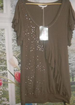 Jasper conran туника новая с бирками цвет хаки,стразы р 14 на 46-48 р