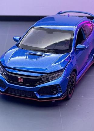 Модель автомобіля honda civic type r 1:32 синя | металевий jdm хот-хетч з відкривними елементами
