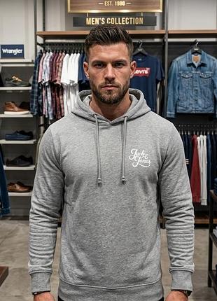 🩶 серое худи jack &amp; jones | grey melange | размер m
