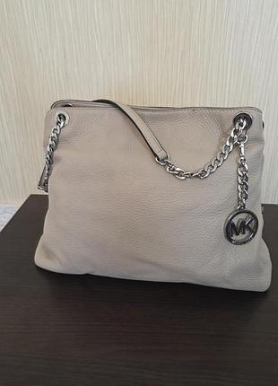 Michael kors світло-бежева шкіряна сумка