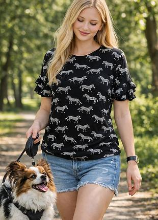 Блуза🌿🦓 футболка с объёмным рукавом бабочка анималистический принт зебры блузочка удлиненная вискоза