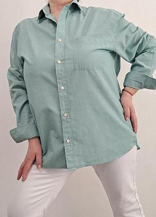 Базова сорочка/рубашка мятного кольору h&m 100%бавовна