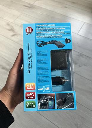 Автомобільний зарядний пристрій all ride 4 x usb, 4.8a, 1.65 м