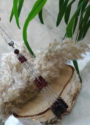 Кулон, підвіска на ланцюжку з гранатом "муза"