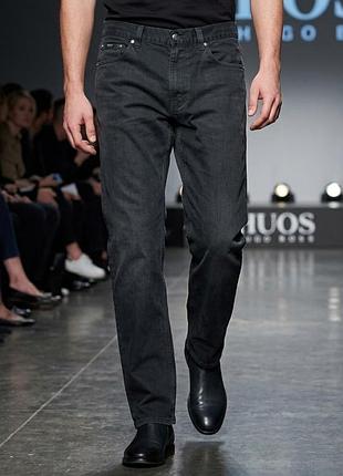 Джинсы мужские hugo boss темно-серые l хлопок
