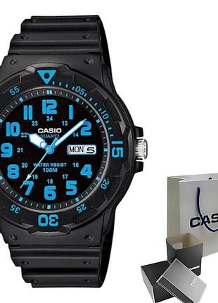 Casio mrw-200h-2b — чоловічий кварцовий годинник, пластик, чорний циферблат, 100 wr