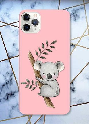 Матовий чохол з рожевими боками на iphone 11 pro max (6.5) :: коала (принт 132)