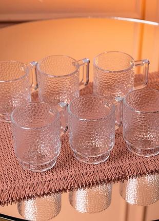 Набор чашек 6 шт для чая и кофе goblet по 300 (мл) кружки стеклянные
