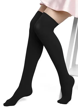 Гольфы плотный капрон 120 ден однотонные черные one size 1300 заколонки носка высокие чулки капроновые