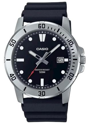 Casio mtp-vd01-1e — чоловічий кварцовий годинник, сталь, чорний циферблат, 30 wr
