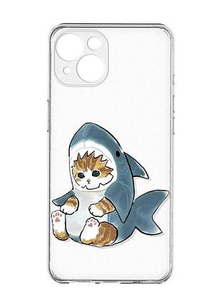 Прозрачный чехол с защитой камер на iphone 15 :: котёнок (принт 120)