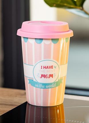 Склянка керамічна з силіконовою кришкою кружка i have the best mom 420 мл