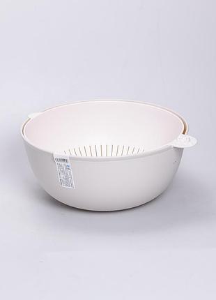 Миска-дуршлаг 2 в 1 для мытья овощей, фруктов и зелени 29.5×21×11 (см) дуршлаг пластиковый 4 (л) серый