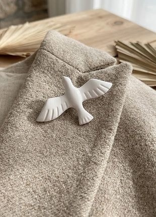 Брошь значок белая птичка горлица голубя 🕊️