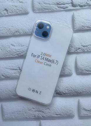 Силиконовый прозрачный чехол для iphone 14 plus