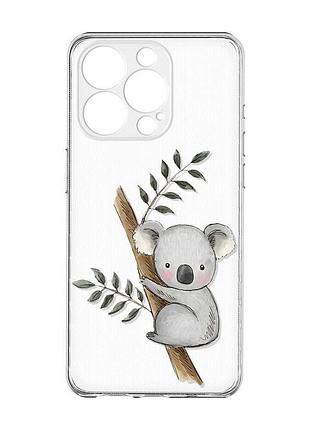 Прозрачный чехол с защитой камеры на iphone 15 pro max :: коала (принт 132)