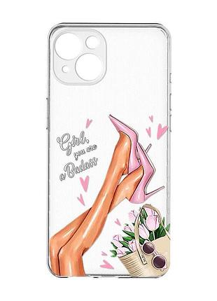 Прозорий чохол із захистом камер на iphone 15 :: ніжки (принт 62)
