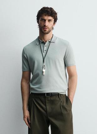 Футболка  zara поло 19630 grey blue
