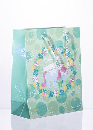 Набір подарункових пакетів з паперу 12 (шт.) cinnamoroll картонні гарні пакети для подарунків 19×9.5×24.5 (см) м'ятний