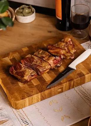 Разделочная доска из дуба 35×25 см домино, деревянная кухонная доска для нарезки и сервировки блюд