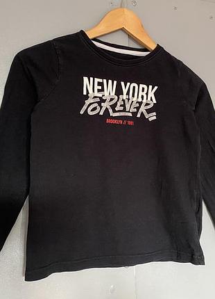 Детский черный лонгслив с графическим принтом "new york" в стиле casual
