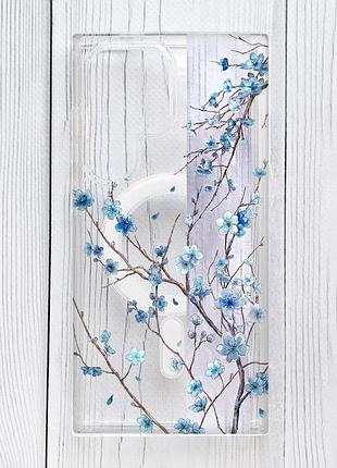 Магнітний чохол на samsung galaxy s24 ultra із підтримкою magsafe квітуча сакура (принт 422)