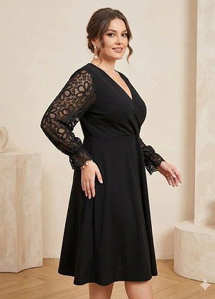 🧊чорна сукня з мереживними рукавами shein curve, розмір 4xl