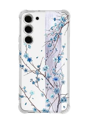Чехол с утолщёнными углами на samsung galaxy s23 цветущая сакура (принт 422)