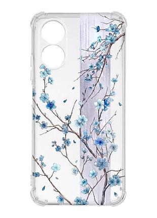 Чехол с утолщёнными углами на oppo a17 цветущая сакура (принт 422)
