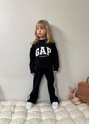 Дитячий спортивний костюм gap світшот і штани з лампасами 98-104 чорний