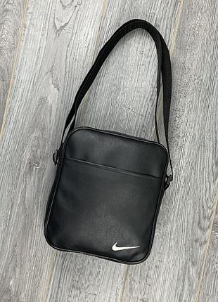 Сумка черная nike Эко кожа борсетка мужская найк сумка через плечо борсетка кожаная найк