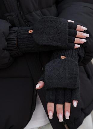 Жіночі теплі зимові сенсорні перчатки рукавиці без пальців 3-30 without jude black