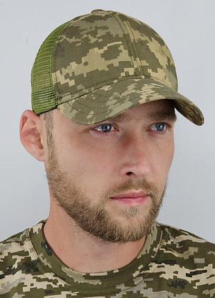 Кепка пиксель, летняя камуфляжная,военная, камуфляж пиксель всу , бейсболка с сеткой
