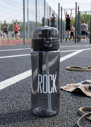 Пляшка-поїлка rock 520 мл пластикова – спортивна пляшка для води та напоїв gray