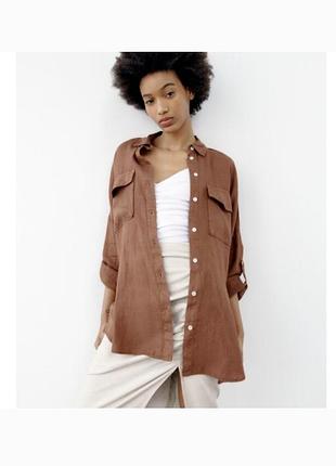 Лляна таракотова сорочка zara