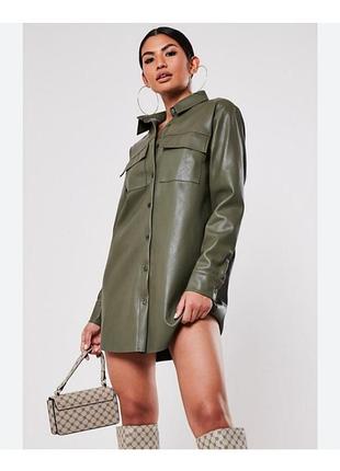 Missguided куртка рубашка из искусственной кожи хаки