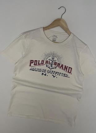 Polo ralph lauren marine outfitter ny футболка мужская цвета слоновой кости custom slim fit, размер m