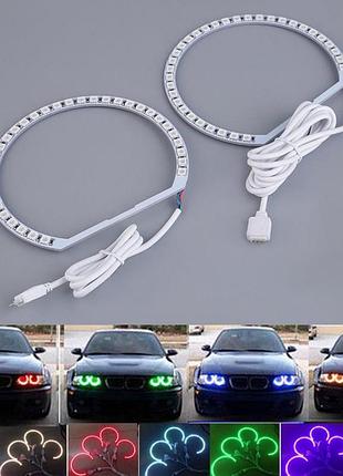 Drl кільця rgb тип bmw 2шт d=131мм / 2шт d=146мм led (з bluetooth) (4шт) 3640