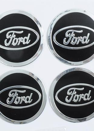 Наклейка на колпаки ford (90мм) черная (4шт)