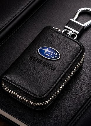 Чехол для ключей с карабином subaru (кожа)