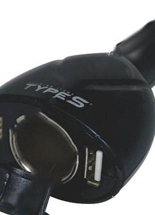 Прикуриватель одинарный king kst-0226 1+2usb 12/24v черный