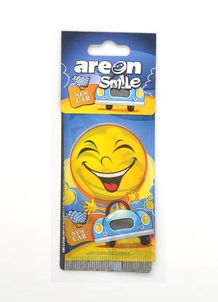 Освежитель сухой лист - "areon" - smile dry - new car (новая машина) (10шт/360ящ)