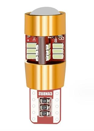 Светодиод 12v т10 canbus белый smd 27-3014 +линза 500lm no18